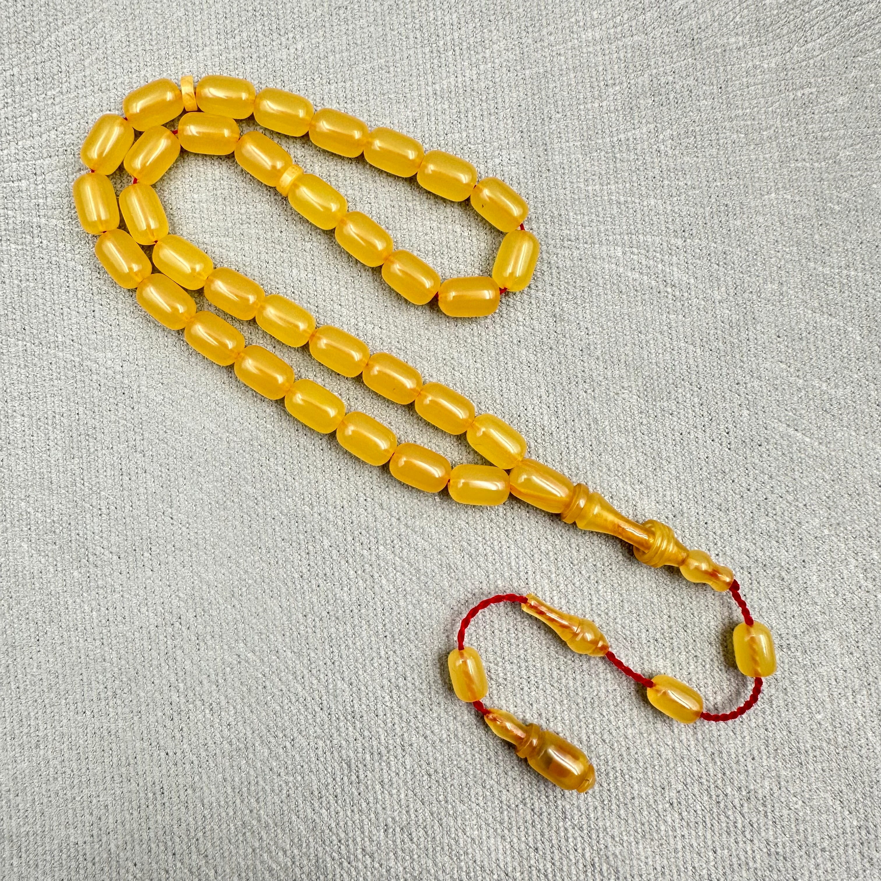 Salih ŞİRİN Usta İşçilikli Buğulu Hamur Alman Sıkma Kehribar Halkalı İmame Bilek Boy Tespih